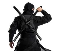 Udekit set di spade ninja in legno con imbracatura posteriore a tracolla - Custodia per armi con cinghia regolabile e due katana