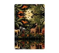UDFKGLP Animali nella foresta pluviale modello pittura decorativa in latta 20,3 x 30,5 cm Realizzato in banda stagnata, resistente all'usura e durevole