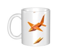 UDFKGLP Arancione origami aeroplano modello tazza in ceramica tazze per cappuccino, latte, cereali, yogurt, latte, bevande calde o fredde forno a microonde