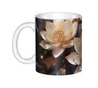 UDFKGLP Bohemian Golden Lotus Pattern tazza in ceramica tazze per cappuccino, latte, cereali, yogurt, latte, bevande calde o fredde forno a microonde