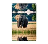 UDFKGLP Elefante nella prateria modello Tin pittura decorativa 20,3 x 30,5 cm Realizzato in banda stagnata, resistente all'usura e durevole
