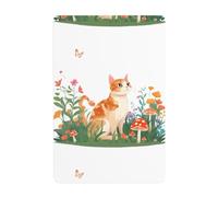 UDFKGLP Gatto arancione nel cespuglio di funghi Motivo Pittura decorativa in latta 20,3 x 30,5 cm Realizzato in banda stagnata, resistente all'usura e durevole