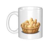 UDFKGLP Good things Peanuts in the Basket, tazza in ceramica per cappuccino, latte, cereali, yogurt, latte, bevande calde o fredde Forno a microonde