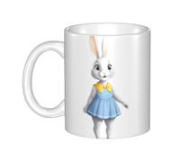 UDFKGLP Piccolo coniglio grigio in un vestito Tazza modello tazze in ceramica per cappuccino, latte, cereali, yogurt, latte, bevande calde o fredde Forno a microonde