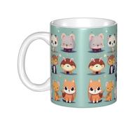 UDFKGLP Simpatici animaletti Tazza in ceramica per cappuccino, latte, cereali, yogurt, latte, bevande calde o fredde Forno a microonde