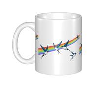 UDFKGLP Tazza in ceramica con motivo rondini che volano nell'arcobaleno Tazze per cappuccino, latte, cereali, yogurt, latte, bevande calde o fredde Forno a microonde
