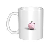 UDFKGLP Tazza in ceramica con motivo salvadanaio per cappuccino, latte, cereali, yogurt, latte, bevande calde o fredde Forno a microonde