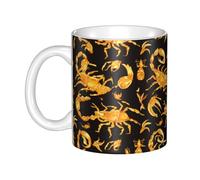 UDFKGLP Tazza in ceramica con motivo scorpione dorato per cappuccino, latte, cereali, yogurt, latte, bevande calde o fredde Forno a microonde