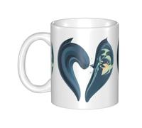 UDFKGLP Tazza in ceramica con motivo "The love of the waves", per cappuccino, latte, cereali, yogurt, latte, bevande calde o fredde, forno a microonde