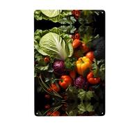 UDFKGLP Un sacco di verdure fresche Modello Tin pittura decorativa 8x12 pollici Realizzato in banda stagnata, resistente all'usura e durevole