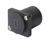UDHBJEBQ USB USBC C Typec femmina a femmina FF adattatore rotondo in metallo con estensione for montaggio a pannello(Black)