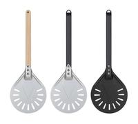 UDHSNJZG Pala Per Pizza 1 pz pizza che gira piccola buccia paletta corta rotonda strumento for antiscivolo manico in legno 7 8 9 pollici pala for perforata in alluminio(8 inch 78cm-01)