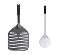 UDHSNJZG Pala Per Pizza Pala For Pizza Rettangolare Perforata Da 14/13/12 Pollici, For Con Rivestimento Duro In Alluminio, Paletta For, Strumento For Corto(14inch and 7inch Set)