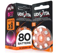 Udivita PR48 (arancione) 80 batterie acustiche con tecnologia Phono Pulse Zinco-Air Hearing Evolution - 10 blister da 8 batterie