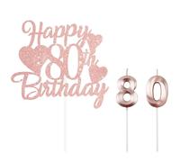 UDNFHL 1 Numero 8 Candela, 1 Numero 0 Candela E 1 Pezzo Inserto di Cartoline di Buon Compleanno, Forniture per Feste di Compleanno, Decorazioni per Torte, Accessori per Torte.