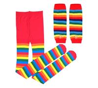 UDNFHL 1 Paio Di Leggings A Strisce E 1 Paio Di Guanti A Strisce, Elei Accessori Per La Personalità, Abiti Da Festa, Accessori Per Abbigliamento Retrò.