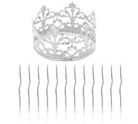 UDNFHL 1 Pezzo di Corona di Compleanno in Metallo, 12 Candele Curve, Copricapo d'Argento Principessa, Topper per Torta, Decorazione per Feste di Compleanno.