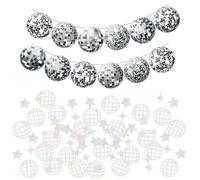 UDNFHL 100 Pezzi di Coriandoli da Discoteca E 1 Pezzo di Bandiera da Discola, Ornamenti Luccicanti, Disposizione delle Scene, Forniture per Feste retrò.