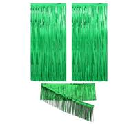 UDNFHL 2 Pezzi di Tende da Nappa in Lamina in Metallo Verde, 1 Pezzo di Tenda da Pioggia Che Tira Bandiera, Scintillante, Moda Classica, Decorazione Appesa A Sfondo Creativo per Feste.