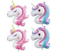 UDNFHL 4 Pezzi di Palloncino per Film in Alluminio per La Testa di Cavalli Arcobaleno, Animale Creativo dei Cartoni Animati, Decorazione per Feste di Compleanno per Ragazze.