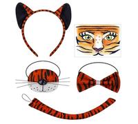 UDNFHL Banca da 1 Pezzi, Naso A 1 Pezzo, Papillon da 1 Pezzo, Coda da 1 Pezzi E Toppa per Il Viso da 1 Pezzi, Accessori per Abbigliamento Tigre, Accessori Creativi dei Cartoni Animati.