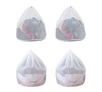 UDNFHL Borsa per Lavanderia da 4 Pezzi, Borsa per La Maglia, Forte E Resistente, Riutilizzabile, Sacca per Vestiti per Lavatrice, Bianco.