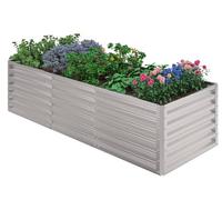 UDPATIO Aiuola rialzata in metallo, 240 x 60 x 90 cm, in alluminio zincato, per giardino e balcone, 1296 l, per la coltivazione di verdure, fiori e frutta, argento