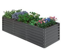 UDPATIO Aiuola rialzata in metallo, 240 x 60 x 90 cm, in alluminio zincato, per giardino e balcone, fioriera da 1296 l, per la coltivazione di verdure, fiori e frutta, grigio-nero