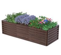 UDPATIO Aiuola rialzata in metallo, 240 x 60 x 90 cm, in alluminio zincato, per giardino e balcone, fioriera da 1296 l, per la coltivazione di verdure, fiori e frutta, effetto legno rosso