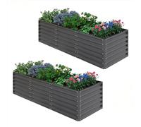 UDPATIO Aiuola rialzata in metallo, 240 x 60 x 90 cm, set da 2 pezzi, in alluminio zincato, per giardino e balcone, 1296 l, per la coltivazione di verdure, fiori e frutta, colore: grigio nero