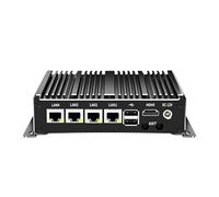 UDPTCP Mini PC industriale, mini PC senza ventola Quad Core J4125 (2,7 GHz), 4 x i226 2,5 G LAN, DDR4/COM/HD/USB3.0, mini computer desktop supporto WiFi Dual Band per industria, 16 GB RAM 256 GB SSD