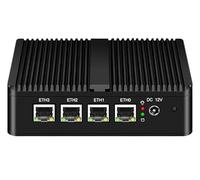 UDPTCP Mini PC J4125 senza ventola con 4 x i226 2.5G LAN, 2 USB 3.0, HDMI, 1 VGA, mini computer per computer compatibile WiFi dual-band per attività industriali, nessuna RAM senza SSD (4 GB