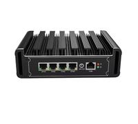 UDPTCP Mini PC senza ventola J5005 con 4 lntel i226-V 2.5G LAN, 2* USB 3.0, 2* USB 2.0, slot per scheda SIM, mini computer desktop supporto WiFi Dual Band per industria, NO RAM NO SSD