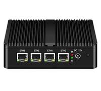 UDPTCP Mini PC senza ventola J5005 con 4 x I226 2,5 GB LAN, 2 x USB 3.0, HDMI, 1 x VGA, mini computer desktop supporto WiFi Dual Band per industria, NO RAM (DDR4) NO SSD