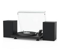 Udreamer Giradischi con preamplificatore integrato, sistema Hi-Fi con altoparlanti da 40 W, Bluetooth, piatto piatto piatto in alluminio, trasmissione a 2 velocità, AT-3600L nero