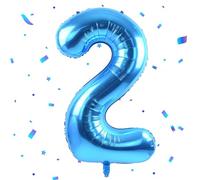 UDRKFOPK Palloncini Compleanno 2 Anni Blu,40 Pollici Blu Palloncino Numero 2，Palloncini 2 Anni Compleanno,Palloncini 2 Anni per Feste di Compleanno Anniversario Baby Shower Decorazioni