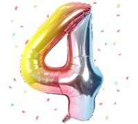 UDRKFOPK Palloncini Compleanno 4 Anni Arcobaleno,40 Pollici Arcobaleno Palloncino Numero 4，Palloncini 4 Anni Compleanno,Palloncini 4 Anni per Feste di Compleanno Anniversario Baby Shower Decorazioni