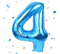 UDRKFOPK Palloncini Compleanno 4 Anni Blu,40 Pollici Blu Palloncino Numero 4，Palloncini 4 Anni Compleanno,Palloncini 4 Anni per Feste di Compleanno Anniversario Baby Shower Decorazioni