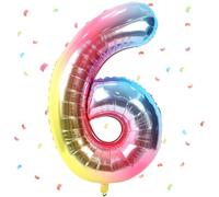 UDRKFOPK Palloncini Compleanno 6 Anni Arcobaleno,40 Pollici Arcobaleno Palloncino Numero 6，Palloncini 6 Anni Compleanno,Palloncini 6 Anni per Feste di Compleanno Anniversario Baby Shower Decorazioni
