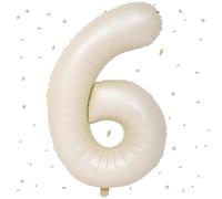UDRKFOPK Palloncini Compleanno 6 Anni Beige,40 Pollici Beige Palloncino Numero 6,Palloncini 6 Anni Compleanno,Palloncini 6 Anni per Feste di Compleanno Anniversario Baby Shower Decorazioni