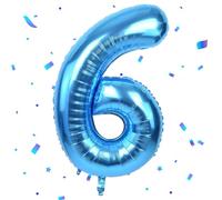 UDRKFOPK Palloncini Compleanno 6 Anni Blu,40 Pollici Blu Palloncino Numero 6，Palloncini 6 Anni Compleanno,Palloncini 6 Anni per Feste di Compleanno Anniversario Baby Shower Decorazioni