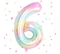 UDRKFOPK Palloncini Compleanno 6 Anni Gradiente,40 Pollici Gradiente Palloncino Numero 6，Palloncini 6 Anni Compleanno,Palloncini 6 Anni per Feste di Compleanno Anniversario Baby Shower Decorazioni