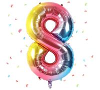 UDRKFOPK Palloncini Compleanno 8 Anni Arcobaleno,40 Pollici Arcobaleno Palloncino Numero 8,Palloncini 8 Anni Compleanno,Palloncini 8 Anni per Feste di Compleanno Anniversario Baby Shower Decorazioni