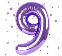 UDRKFOPK Palloncino a forma di numeri viola, 9, 40 pollici, viola 9,101 cm, viola con numeri 9 elio, 9 compleanno, per 9 anni, decorazione di compleanno per bambini e ragazze
