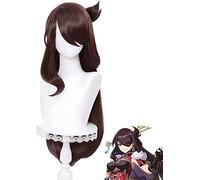 Uearlid 2022 Cos Wig Gioco Genshin Impact Cosplay Parrucca Beidou Panino Rimovibile Marrone Frangia Lunga Dritta Capelli Resistenti al Calore Gioco di Ruolo for Adulti