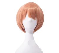 Uearlid 2022 Cos Wig Love Live Rin Hoshizora Parrucche Cosplay Parrucca Corta Rosa Arancione Resistente al Calore for Capelli Sintetici + Cappuccio for Parrucca