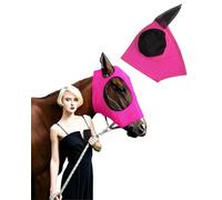 UEAVOID 1 Pz Maschera per Cavalli Rosa Fucsia con Paraorecchie, Protezione UV & Insetti, Rete Traspirante per Benessere Equino
