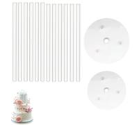 UEAVOID 12 pezzi Supporti Torta Piani(24cm) e 2 Tavole Dolci(9cm/12cm), Alzata Torta Riutilizzabile, in Plastica Costruzione Impilamento Torte più Livelli, Tortiere
