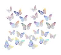 UEAVOID 24 pezzi Farfalla Specchio Adesive da Parete, Combinazione 3D Specchio Wall Stickers Home Decoration adesivi murali decorazioni da parete farfalle decorative (8/10/12cm)