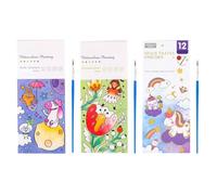 UEAVOID 3 pezzi Libretto Mini, Acquerelli per Bambini e Adulti, Dipingi con Libri ad Acqua, Pittura ad Acquerello con Pennello, Carta per Pittura ad Acquerello, Libro da Colorare ad Acqua